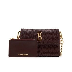 Elegant Burgundy Crossbody Bag with Gold Chain Color Wine